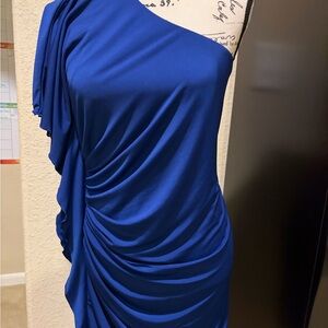Express Royal Blue One-Shoulder Dress